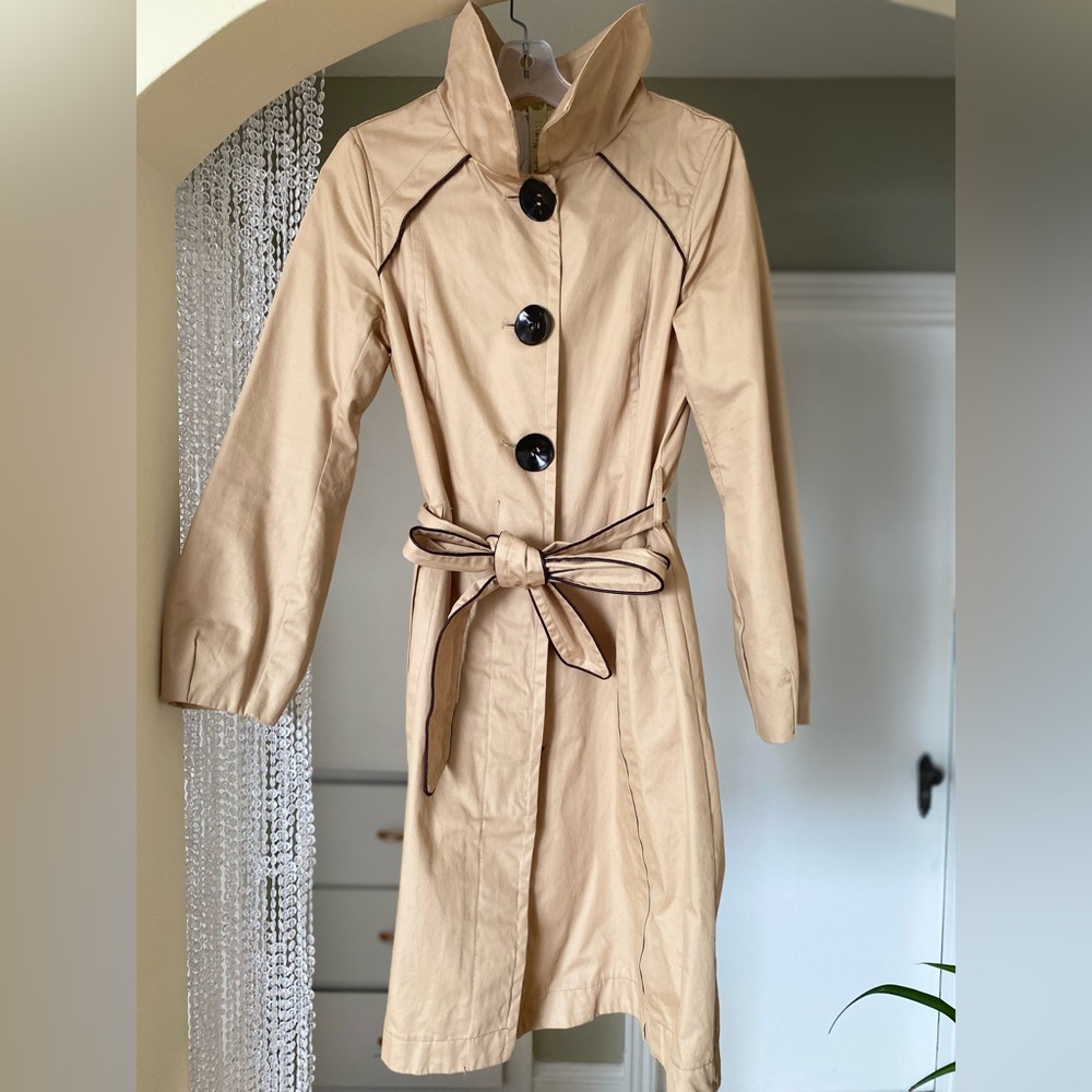 Soia & Kyo Trench Coat - Cream Tan spring coat high neck